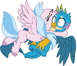 Size: 9158x7846 | Tagged: safe, artist:ejlightning007arts, character:gallus, character:silverstream, species:classical hippogriff, species:griffon, species:hippogriff, ship:gallstream, episode:what lies beneath, g4, my little pony: friendship is magic, absurd resolution, context is for the weak, cute, diastreamies, eyes closed, female, gallabetes, glomp, hug, male, paw pads, paws, shipping, simple background, straight, tackle, transparent background, underpaw, vector, wings