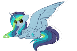 Size: 1553x1045 | Tagged: safe, artist:little-sketches, oc, oc only, oc:everfree, species:alicorn, species:pony, alicorn oc, chibi, female, mare, prone, simple background, solo, transparent background