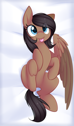 Size: 2508x4272 | Tagged: safe, artist:scarlet-spectrum, oc, oc only, oc:quillwright, species:pegasus, species:pony, blep, female, mare, missing wing, silly, solo, tongue out