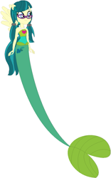 Size: 637x1018 | Tagged: safe, artist:ra1nb0wk1tty, artist:user15432, base used, character:juniper montage, species:human, my little pony:equestria girls, spoiler:eqg specials, clothing, glasses, hasbro, hasbro studios, humanized, jewelry, long tail, mermaid, mermaid tail, mermaidized, necklace, pearl necklace, ponied up, simple background, species swap, white background, winged humanization, wings