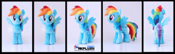 Size: 5184x1591 | Tagged: safe, artist:nekokevin, character:rainbow dash, species:pegasus, species:pony, cute, female, irl, looking at you, mare, photo, plushie, smiling, solo, spread wings, watermark, wings
