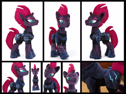 Size: 6763x5072 | Tagged: safe, artist:nekokevin, character:fizzlepop berrytwist, character:tempest shadow, species:pony, species:unicorn, my little pony: the movie (2017), absurd resolution, armor, broken horn, eye scar, female, grin, horn, irl, mare, photo, plushie, raised hoof, scar, smiling