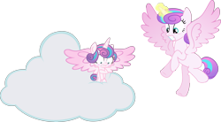 Size: 4741x2616 | Tagged: safe, artist:gurugrendo, artist:kimberlythehedgie, artist:red4567, edit, editor:slayerbvc, character:princess flurry heart, species:alicorn, species:pony, baby, baby pony, bipedal, blushing, cloud, covering, embarrassed, female, filly, flying, glowing horn, magic, mare, missing accessory, naked rarity, older, older flurry heart, ponidox, self ponidox, simple background, spread wings, time paradox, transparent background, vector, vector edit, we don't normally wear clothes, wings