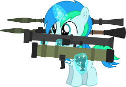 Size: 6814x4677 | Tagged: safe, artist:cyanlightning, oc, oc:cyan lightning, species:pony, species:unicorn, .svg available, absurd resolution, colt, levitation, magic, male, rocket launcher, rpg-7, simple background, solo, transparent background, vector, weapon