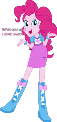 Size: 645x1364 | Tagged: safe, artist:didgereethebrony, edit, character:pinkie pie, species:human, my little pony:equestria girls, belly, dialogue, fat edit, female, looking at you, simple background, solo, transparent background
