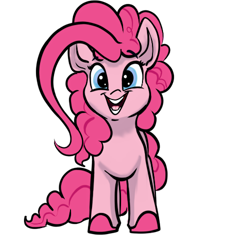 Size: 500x500 | Tagged: safe, artist:greyscaleart, character:pinkie pie, species:earth pony, species:pony, 8 angles of pony collaboration, colored, colored hooves, cute, diapinkes, female, looking at you, mare, open mouth, simple background, smiling, smol, solo, transparent background