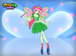 Size: 750x550 | Tagged: safe, artist:user15432, character:minty, g3, my little pony:equestria girls, clothing, crossover, dress, dress up who, dressup, dressup game, dressupwho, fairy, fairy wings, headband, high heels, jewelry, magic wand, necklace, rainbow s.r.l, shoes, socks, wings, winx club, winxified