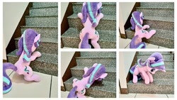 Size: 1024x576 | Tagged: safe, artist:nekokevin, character:starlight glimmer, species:pony, species:unicorn, series:nekokevin's glimmy, climbing, comic, irl, photo, plushie, solo, stairs