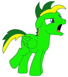 Size: 825x936 | Tagged: safe, artist:didgereethebrony, oc, oc only, oc:didgeree, species:pegasus, species:pony, loud noises, male, solo, stallion, yelling