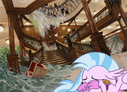 Size: 700x506 | Tagged: safe, alternate version, artist:didgereethebrony, artist:ken marschall, character:silverstream, species:hippogriff, dome, female, flooding, glass, grand staircase, sinking, solo, stairs, that hippogriff sure does love stairs, this will end in death, this will end in tears and/or death, titanic