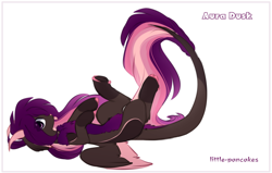 Size: 1820x1160 | Tagged: safe, artist:little-sketches, oc, oc:aura dusk, augmented tail, chibi, female, horns, simple background, solo, tongue out, white background