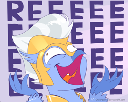 Size: 1280x1020 | Tagged: safe, artist:underpable, edit, character:sky beak, species:classical hippogriff, species:hippogriff, cropped, eeee, meme, reeee, screech, skree