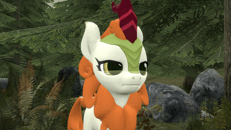 Size: 800x450 | Tagged: safe, artist:red4567, character:autumn blaze, species:kirin, episode:sounds of silence, g4, my little pony: friendship is magic, 3d, animated, awwtumn blaze, better quality in the source, cute, female, forest, gif, head tilt, loop, perfect loop, scene interpretation, source filmmaker