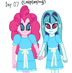 Size: 1500x1532 | Tagged: safe, artist:ktd1993, character:pinkie pie, character:sonata dusk, ship:pinata, my little pony:equestria girls, female, lesbian, shipping, the shining