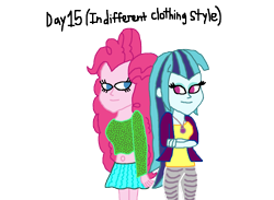 Size: 1600x1172 | Tagged: safe, artist:ktd1993, character:pinkie pie, character:sonata dusk, ship:pinata, my little pony:equestria girls, alternate clothes, female, lesbian, shipping
