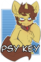 Size: 1280x1920 | Tagged: safe, artist:bbsartboutique, oc, oc:psy key, species:pony, species:unicorn, amulet, chest fluff, ear fluff, glasses, jewelry