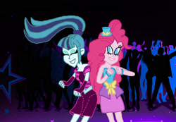 Size: 1600x1104 | Tagged: safe, artist:ktd1993, character:pinkie pie, character:sonata dusk, ship:pinata, my little pony:equestria girls, dancing, female, lesbian, shipping