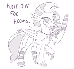 Size: 1098x1017 | Tagged: safe, artist:sintakhra, character:silverstream, species:classical hippogriff, species:hippogriff, species:pony, tumblr:studentsix, clothing, cute, diastreamies, female, jewelry, keychain, looking at you, necklace, quadrupedal, socks, solo, stair keychain, striped socks, wardrobe misuse