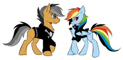 Size: 1280x630 | Tagged: safe, artist:hioshiru, character:quibble pants, character:rainbow dash, species:pony, comic:tale road, clothing, explicit series, punk