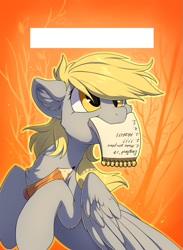 Size: 731x1000 | Tagged: safe, artist:hioshiru, character:derpy hooves, species:pony, badge, derpfest, pencil