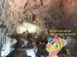 Size: 1002x748 | Tagged: safe, artist:didgereethebrony, character:fluttershy, species:pony, binoculars, cave, didgeree collection, irl, jenolan caves, mlp in australia, photo, solo, stalactite