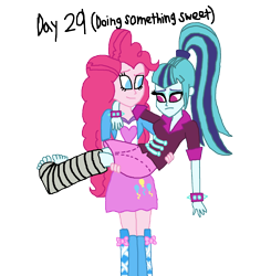 Size: 1700x1738 | Tagged: safe, artist:ktd1993, character:pinkie pie, character:sonata dusk, ship:pinata, my little pony:equestria girls, carrying, female, lesbian, shipping