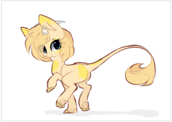 Size: 1251x887 | Tagged: safe, artist:little-sketches, oc, oc:noodle, species:dracony, chibi, female, hybrid, simple background, solo, white background
