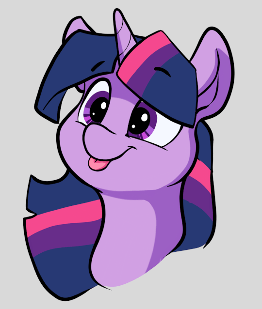 Size: 540x638 | Tagged: dead source, safe, artist:greyscaleart, artist:wafflecakes, character:twilight sparkle, species:pony, g4, animated, blep, bust, cute, eye shimmer, eyebrows, eyebrows visible through hair, female, gif, gray background, licking, licking lips, mare, mlem, portrait, silly, silly pony, simple background, smiling, solo, tongue out, twiabetes