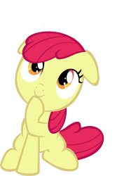 Size: 9162x13698 | Tagged: safe, artist:cyanlightning, edit, editor:slayerbvc, character:apple bloom, episode:on your marks, g4, my little pony: friendship is magic, .svg available, absurd resolution, accessory-less edit, adorabloom, cute, female, floppy ears, head tilt, missing accessory, raised hoof, simple background, solo, transparent background, vector, vector edit