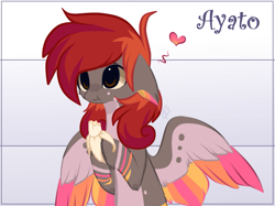 Size: 1023x764 | Tagged: safe, artist:little-sketches, artist:sugaryicecreammlp, base used, oc, oc only, oc:ayato, species:pegasus, species:pony, banana, colored wings, food, male, multicolored wings, solo, stallion