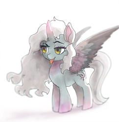 Size: 900x925 | Tagged: safe, artist:grissaecrim, oc, species:alicorn, species:pony, alicorn oc, nonbinary, solo, tongue out