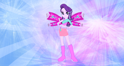 Size: 1200x641 | Tagged: safe, artist:gouhlsrule, artist:user15432, character:starlight glimmer, my little pony:equestria girls, alternate hairstyle, believix, boots, clothing, crossover, cutie mark, fairy, fairy wings, fingerless gloves, gloves, hairstyle, hasbro, hasbro studios, high heel boots, high heels, pink wings, rainbow s.r.l, shoes, winged humanization, wings, winx club