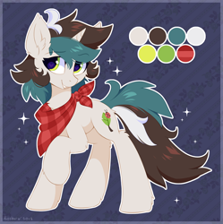 Size: 994x1000 | Tagged: safe, artist:hioshiru, oc, oc only, oc:katherine menthe, species:pony, species:unicorn, abstract background, adoptable, female, mare, reference sheet, solo