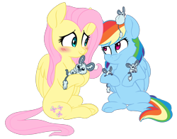 Size: 4072x3192 | Tagged: safe, artist:chub-wub, character:fluttershy, character:rainbow dash, species:pegasus, species:pony, female, mare, simple background, transparent background, winterchilla