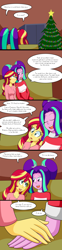 Size: 1000x4053 | Tagged: safe, artist:jake heritagu, character:aria blaze, character:sunset shimmer, comic:aria's archives, ship:sunblaze, my little pony:equestria girls, christmas, christmas tree, clothing, comic, female, flashback, grimdark series, hat, holiday, lesbian, questionable series, shipping, sunblaze, tree