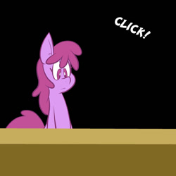 Size: 576x576 | Tagged: safe, artist:pembroke, character:berry punch, character:berryshine, bad end, black background, countertop, finale, groundhog day loop, hell, here comes berry punch, light, simple background, sound effect