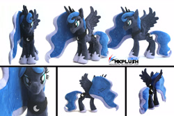 Size: 5184x3456 | Tagged: safe, artist:nekokevin, character:princess luna, species:alicorn, species:pony, behind, female, hoof shoes, irl, jewelry, looking at you, mare, peytral, photo, plushie, regalia, signature, smiling, solo