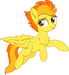 Size: 6250x6748 | Tagged: safe, artist:aureai-sketches, artist:cyanlightning, character:spitfire, species:pegasus, species:pony, .svg available, absurd resolution, blep, chest fluff, cute, cutefire, ear fluff, female, flying, lidded eyes, mare, silly, simple background, smiling, tongue out, transparent background, vector