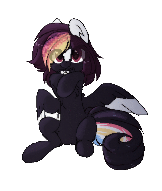 Size: 645x758 | Tagged: safe, artist:little-sketches, oc, oc:ayaka, species:pegasus, species:pony, alternate design, animated, blinking, eye clipping through hair, female, gif, mare, pixel art, ponified, simple background, solo, species swap, transparent background