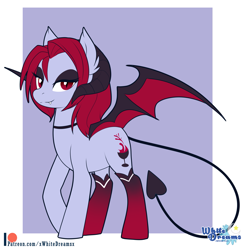 Size: 2209x2243 | Tagged: safe, artist:xwhitedreamsx, oc, oc only, species:pony, female, horn, mare, smiling, solo, succubus pony