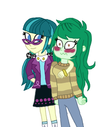 Size: 1400x1665 | Tagged: safe, artist:ktd1993, character:juniper montage, character:wallflower blush, ship:juniblush, g4, my little pony: equestria girls, my little pony:equestria girls, spoiler:eqg specials, blushing, female, lesbian, shipping, simple background, transparent background