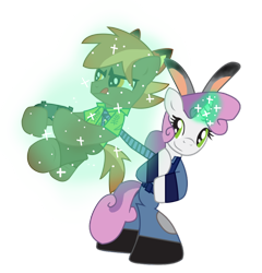 Size: 876x911 | Tagged: safe, artist:ejlightning007arts, character:button mash, character:sweetie belle, bunny ears, controller, crossover, female, fox ears, judy hopps, magic, male, nick wilde, shipping, shipping fuel, simple background, straight, sweetiemash, transparent background, vector, zootopia