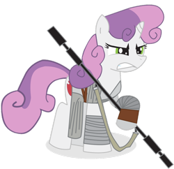 Size: 908x880 | Tagged: safe, artist:ejlightning007arts, character:sweetie belle, crossover, rey, simple background, staff, star wars, star wars: the force awakens, transparent background, vector