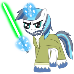 Size: 894x894 | Tagged: safe, artist:ejlightning007arts, character:shining armor, species:pony, age difference, beard, crossover, facial hair, jedi, lightsaber, luke skywalker, magic, robe, simple background, star wars, transparent background, vector, weapon