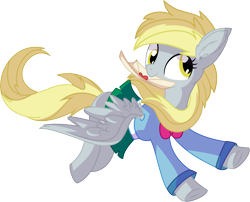 Size: 7947x6416 | Tagged: safe, artist:aureai-sketches, artist:cyanlightning, character:derpy hooves, species:pegasus, species:pony, .svg available, absurd resolution, bow tie, chest fluff, clothing, cross-eyed, cute, derpabetes, ear fluff, equestria girls outfit, female, flying, letter, mare, miniskirt, silly, simple background, skirt, spread wings, transparent background, vector, wings