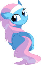 Size: 4793x7510 | Tagged: safe, artist:aureai-sketches, artist:cyanlightning, character:lotus blossom, species:earth pony, species:pony, .svg available, absurd resolution, back, cute, ear fluff, female, headband, looking back, mare, ponyloaf, prone, simple background, sitting, solo, transparent background, vector