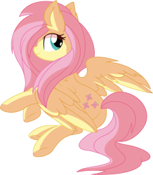 Size: 6561x7524 | Tagged: safe, artist:aureai-sketches, artist:cyanlightning, character:fluttershy, species:pegasus, species:pony, absurd resolution, back, cute, ear fluff, female, looking back, mare, simple background, sitting, solo, spread wings, transparent background, vector, wings