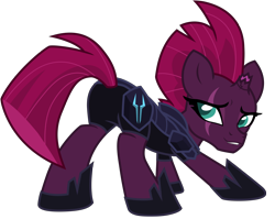 Size: 7609x6045 | Tagged: safe, artist:ejlightning007arts, character:fizzlepop berrytwist, character:tempest shadow, species:pony, species:unicorn, my little pony: the movie (2017), absurd resolution, armor, broken horn, eye scar, female, flank, horn, plot, scar, simple background, solo, stupid sexy tempest shadow, tempass, transparent background, vector