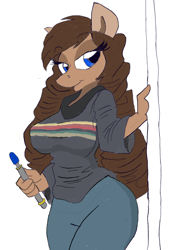 Size: 848x1098 | Tagged: safe, artist:trollie trollenberg, oc, oc:time spinner, species:anthro, doctor who, sonic screwdriver, thirteenth doctor