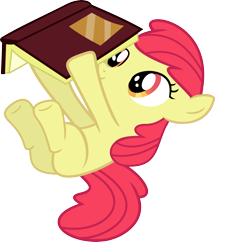 Size: 3553x3441 | Tagged: safe, artist:porygon2z, edit, character:apple bloom, species:earth pony, species:pony, episode:somepony to watch over me, g4, my little pony: friendship is magic, accessory-less edit, adorabloom, book, cute, female, filly, missing accessory, on back, reading, silly, silly pony, simple background, solo, transparent background, vector, vector edit